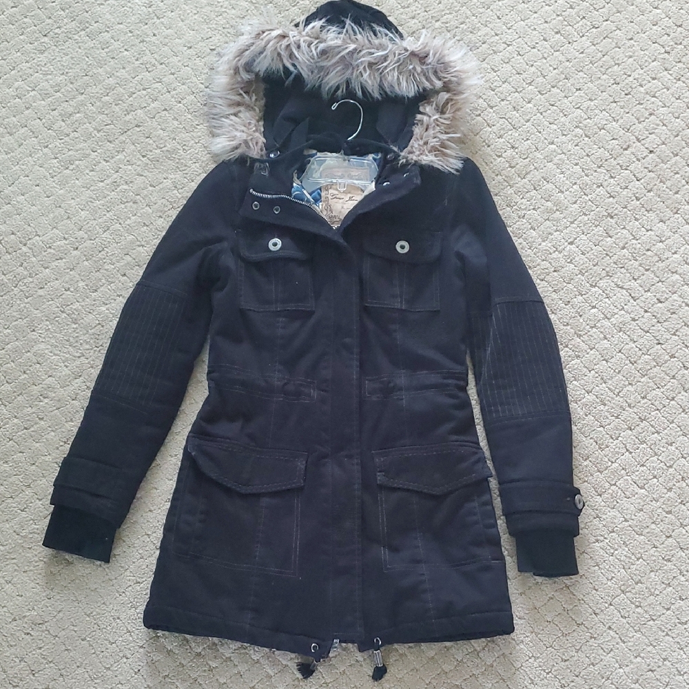 Guess Black Utility Jacket with Durable Design Size XS stretch Genuine Quality